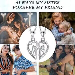 925 Silver Freindship Necklace Set Sisters Women's Vintage Inspired 90s Y2K Gift